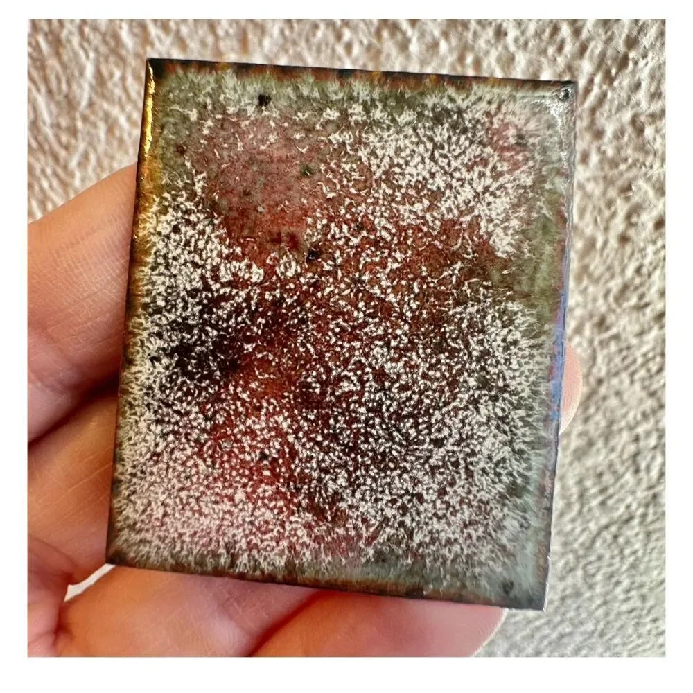 Metal hand painted brooch